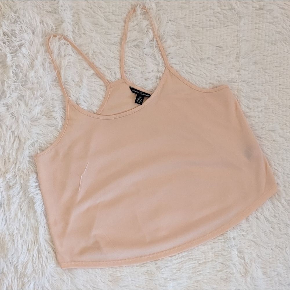 American Eagle Silky Cropped Tank Top Womens M Peachy Orange Racerback Lounge